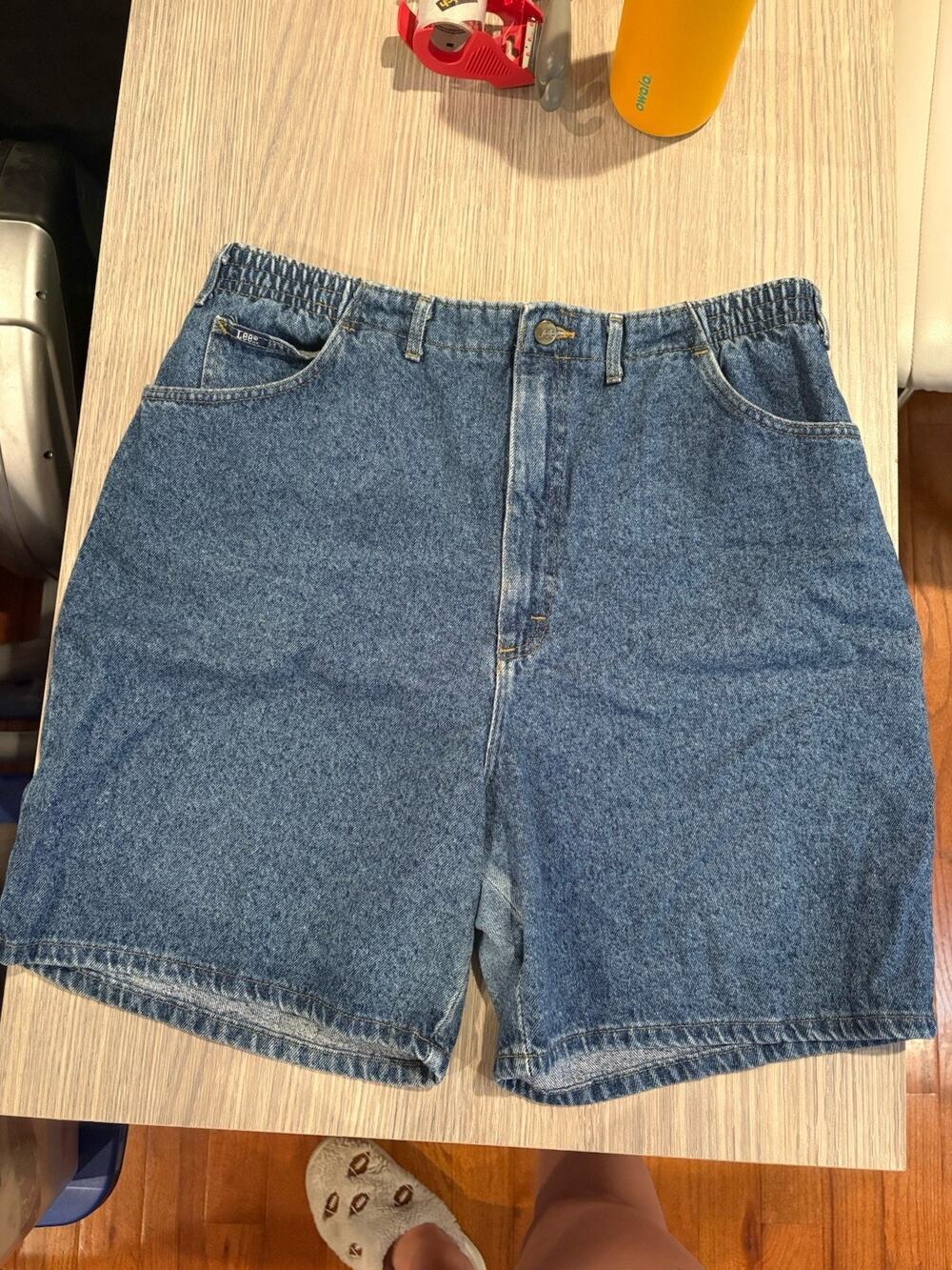 Vintage 90s Lee Women’s High Rise Denim Shorts 20W Made USA Blue Jean